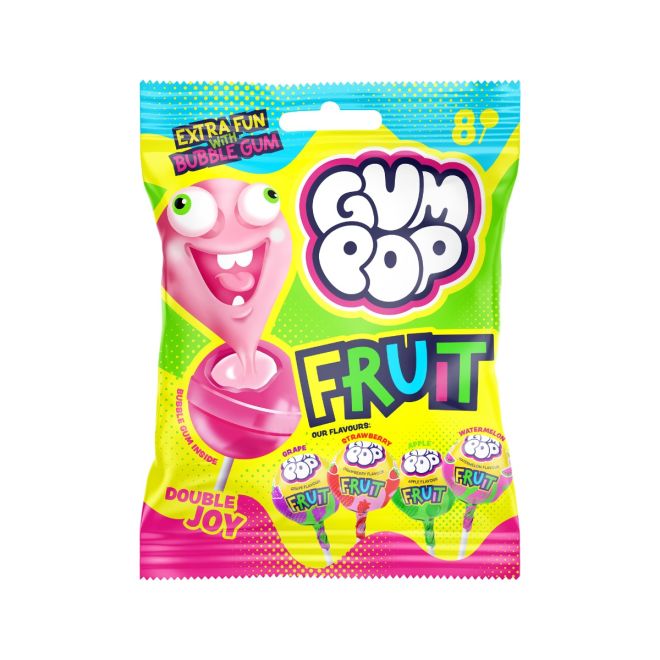 Argo Fruit Bubble Gum Filling Lollipops 8 Pcs