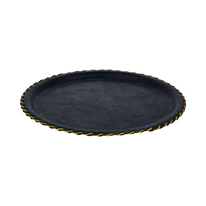 Round Leather Tray (33 Cm) Navy