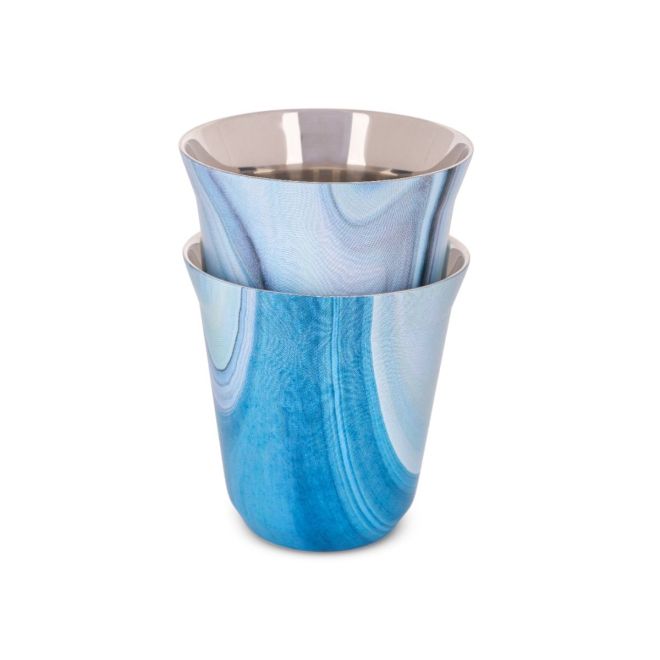 Espresso Stainless Steel Cup 2 PCS 170 ml Blue Marbel