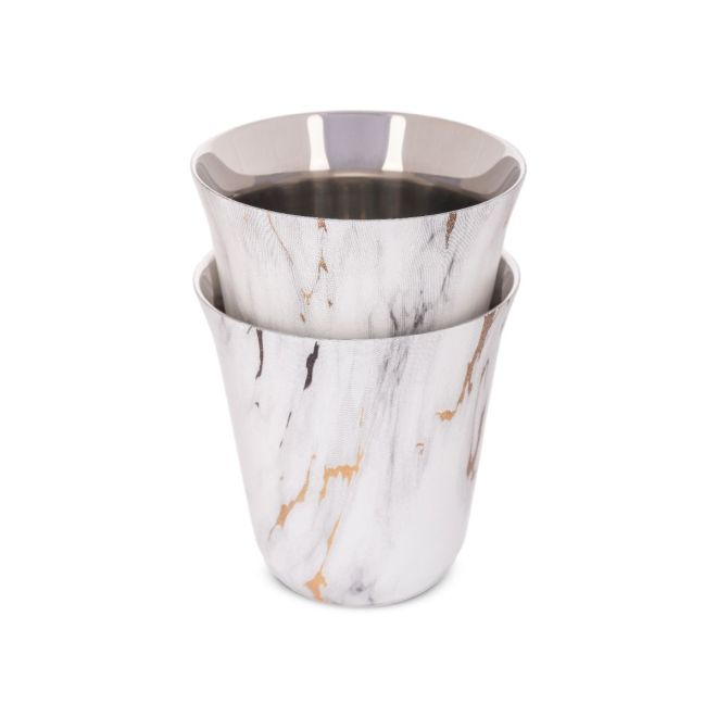 Espresso Stainless Steel Cup 2 PCS 170 ml Gold Marble